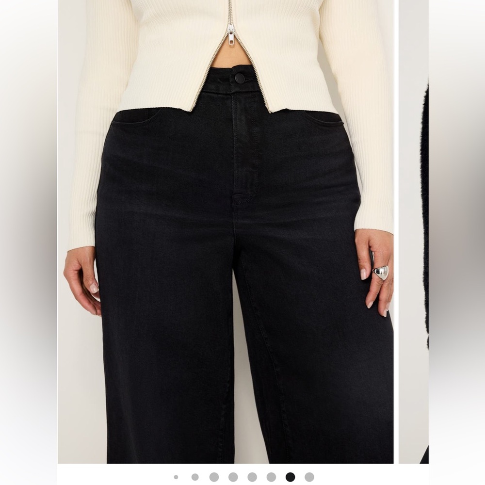 Good American Soft tech good waist Black Wide-Leg High-Waist Palazzo jeans - Picture 3 of 14